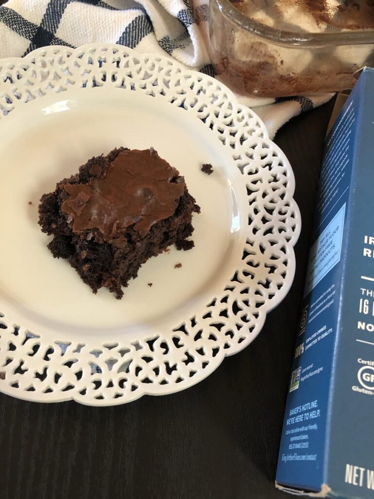 King Arthur Gluten-Free Brownie on a white plate
