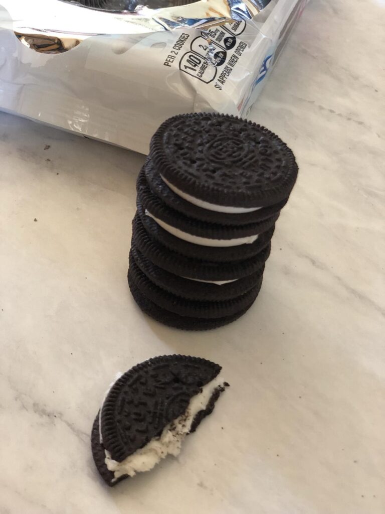 Gluten Free Oreo Cookies stacked plus a review