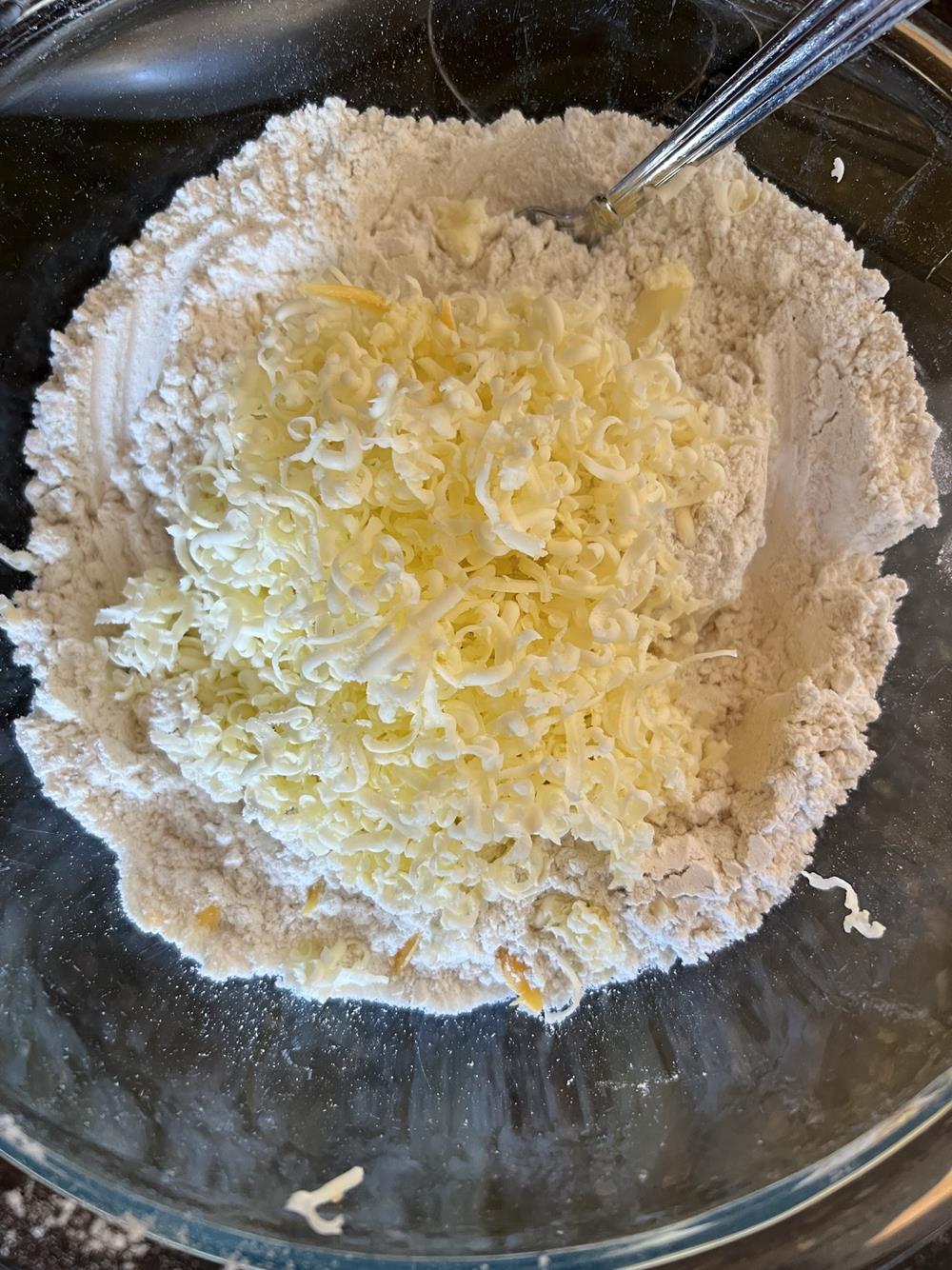 Gluten Free Cheesy Soda Bread Dough in bowl