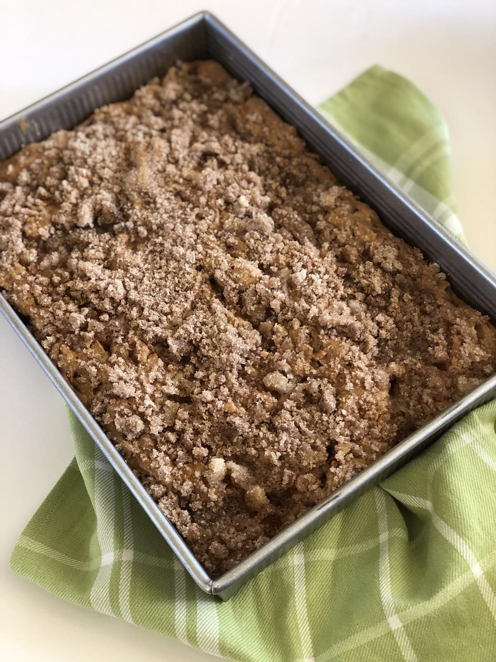 Gluten Free Apple Cake Recipe with topping in pan